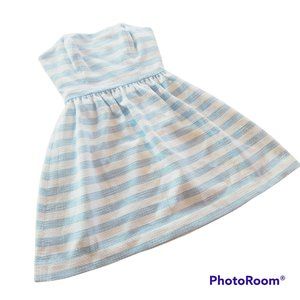 Lilly Pulitzer Blue White Strapless Horizonal Stripe Cocktail Party Dress 0